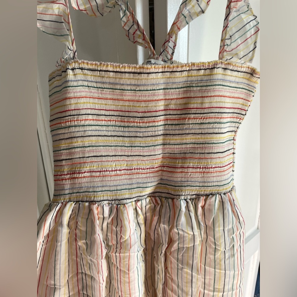 Madewell Ruffle-Strap Smocked Dress in Rainbow Stripe - Picture 5 of 10